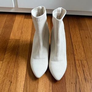 Steven Cream Ankle Sock Boots